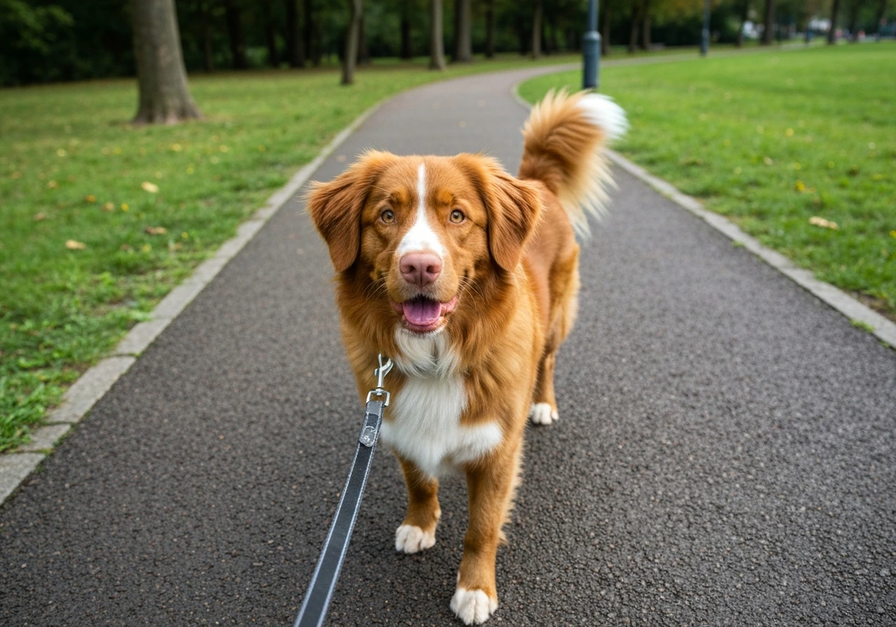 Nova Scotia Duck Tolling Retriever on an outdoor walk