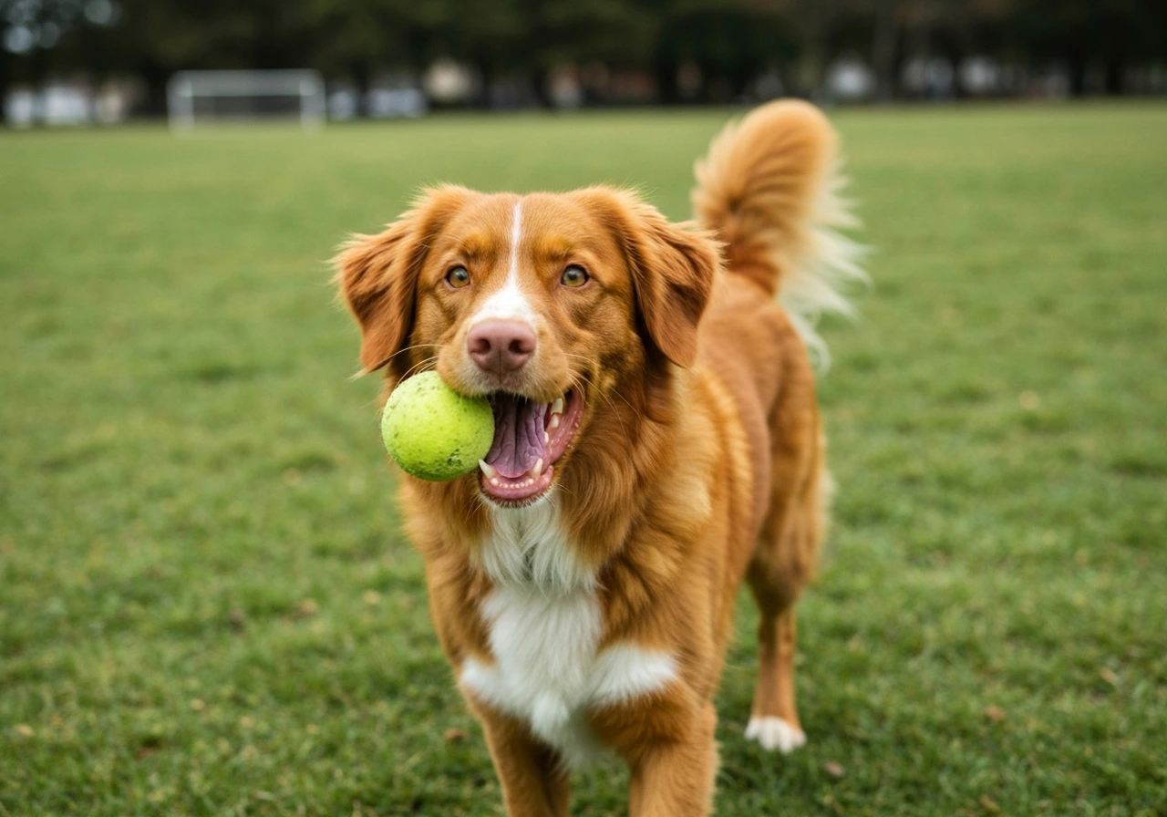 Nova Scotia Duck Tolling Retriever during training session
